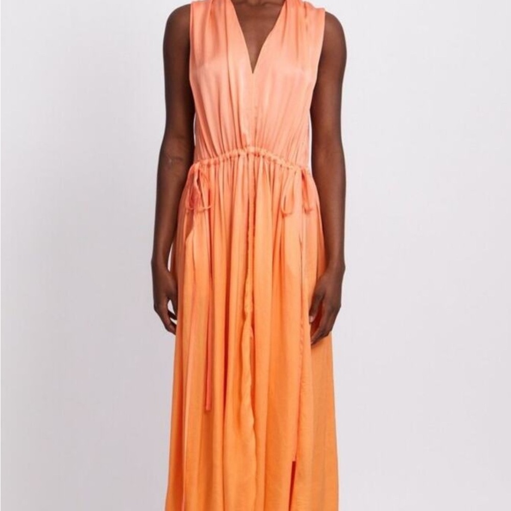Elegant Orange Sleeveless Dress